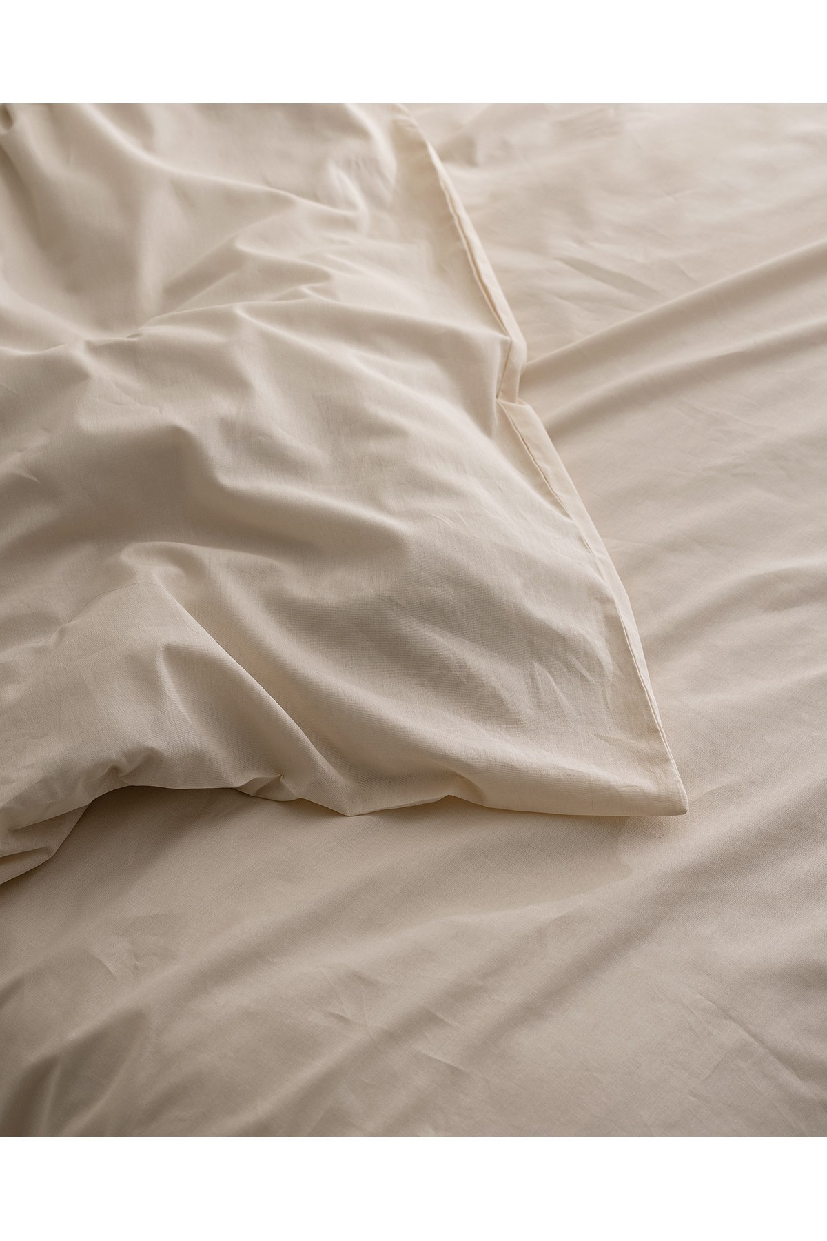 Manon King Size %100 Pamuk Ranforce Düz Nevresim - Bej