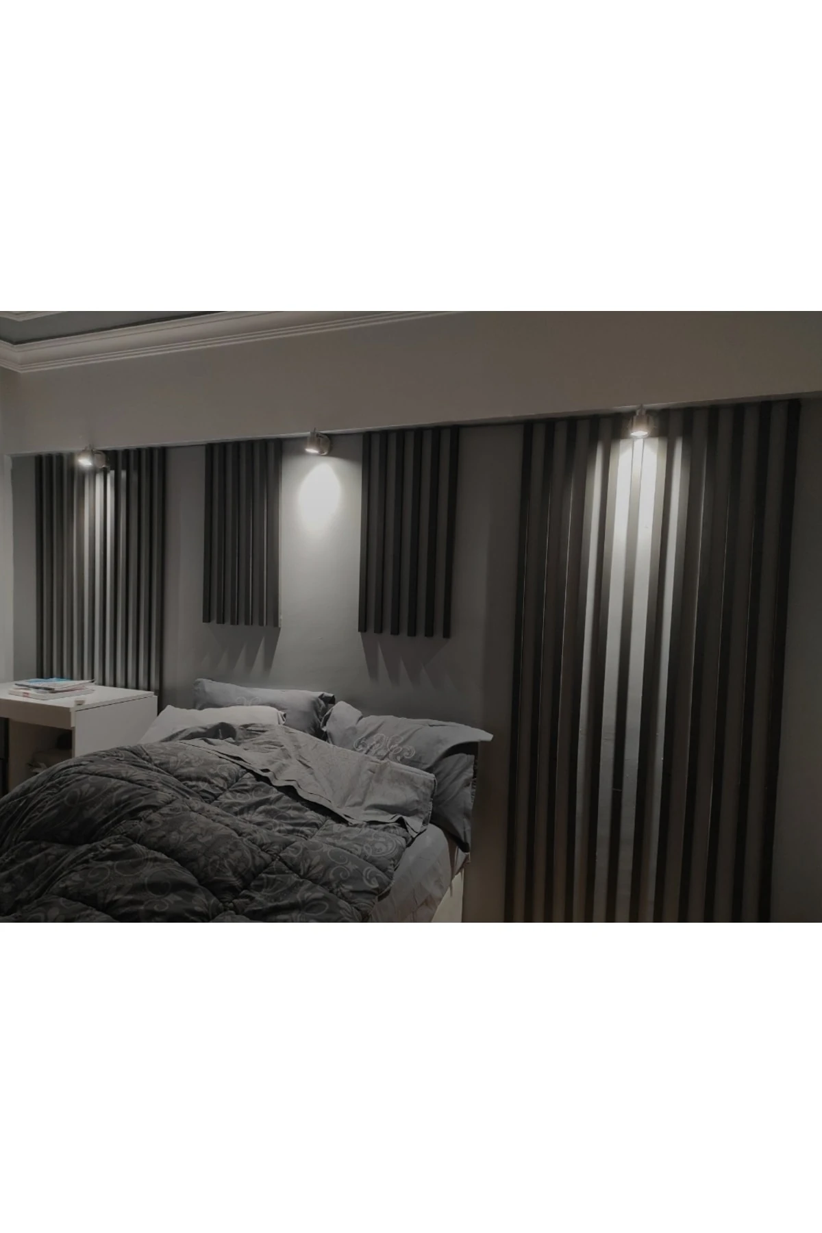 120 Cm 12 Adet Kendinden Yapışkanlı Antrasit Gri Ahşap Çıta