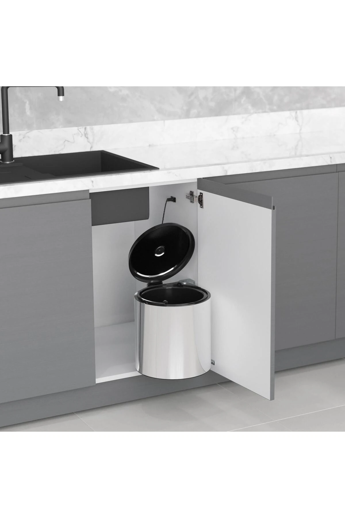 Çöp Kovası Paslanmaz 10lt Krom