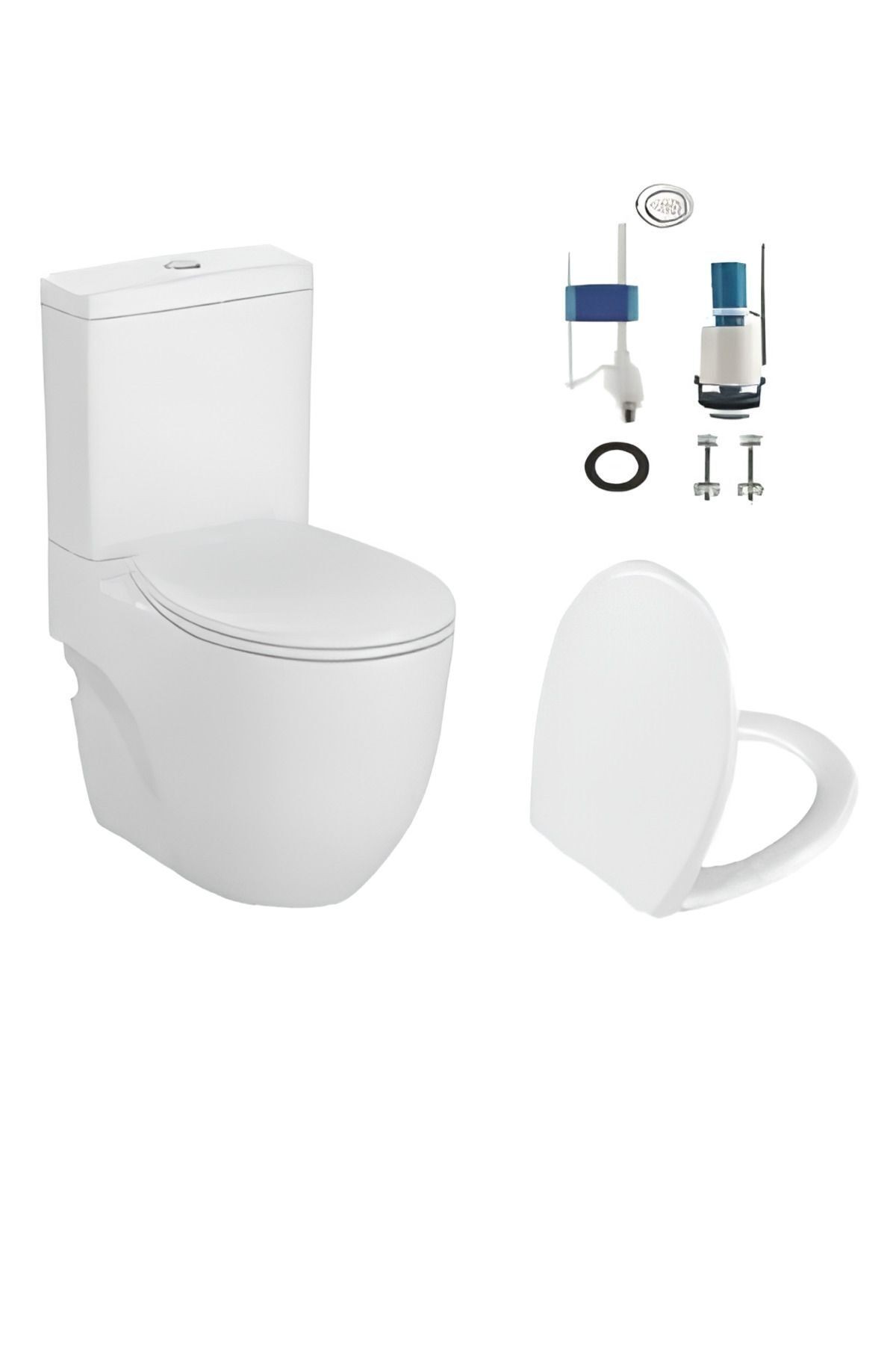 Norm Duvara Sıfır Klozet 9850l003-7200, Universal Yavaş Kapak, Çift Kademeli Iç Takım