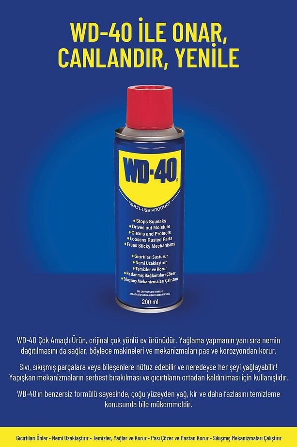 Çok Amaçlı Sıvı, Yağ Çözücü, Pas Sökücü, Temizleyici ve Koruyucu, 200 ml X 3 Adet