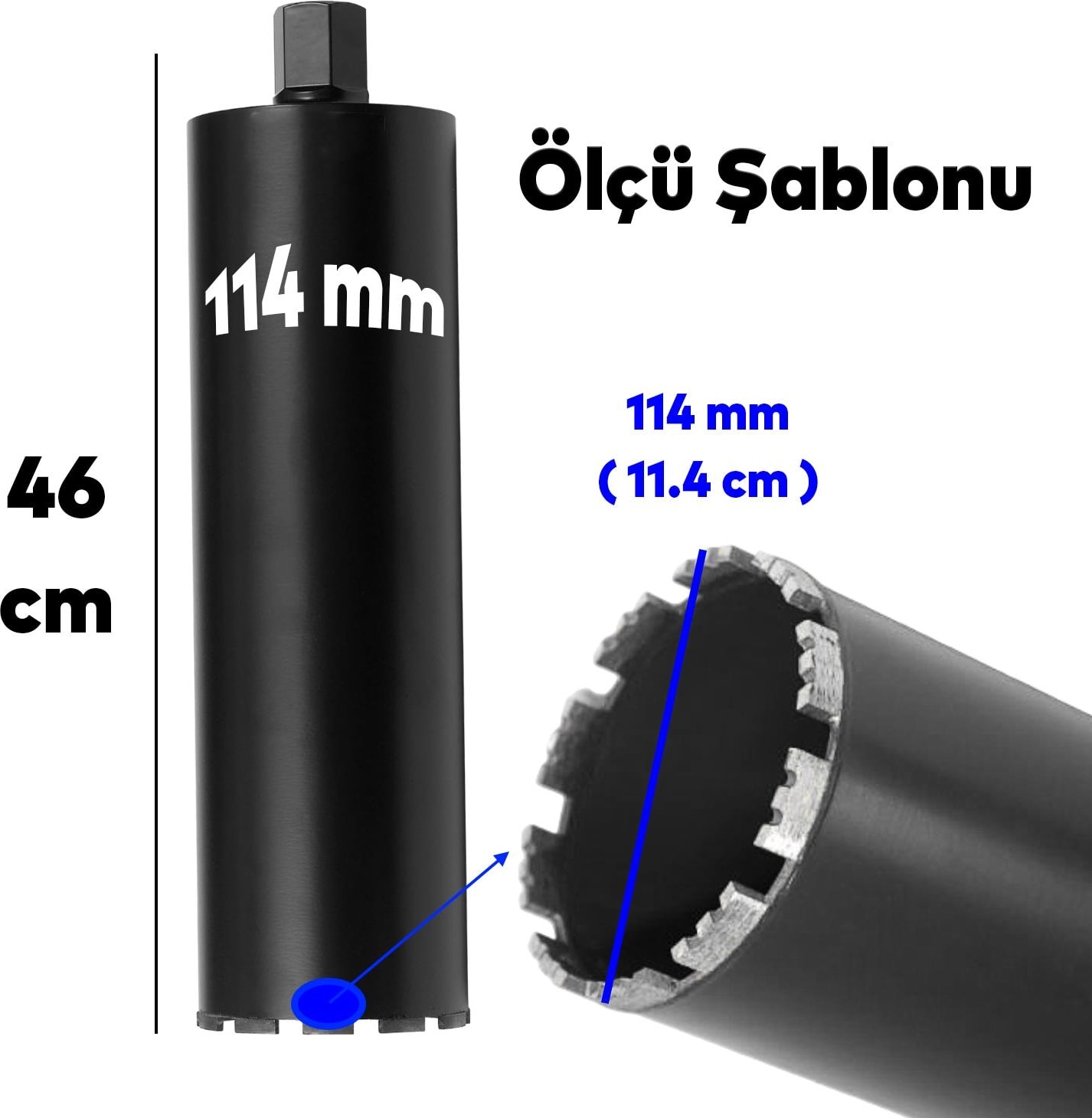 Elmas Karot Ucu 114 mm Shun Beton Zemin Duvar Delme Delik Açma Panç Aparat Uç Deprem Numune Al Test