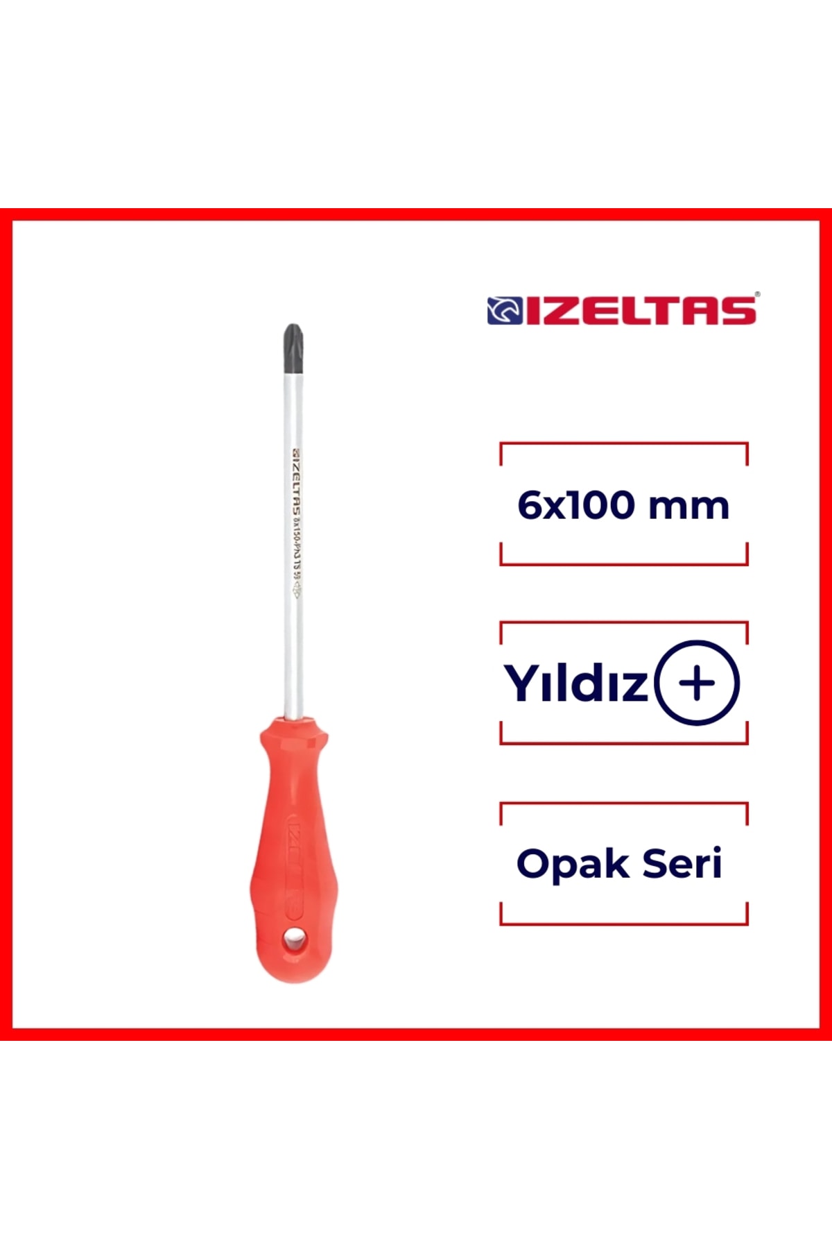 İZELTAŞ Yıldız Uçlu Tornavida, 6x100 Mm, Opak Seri, Güvenli Ve Hassas