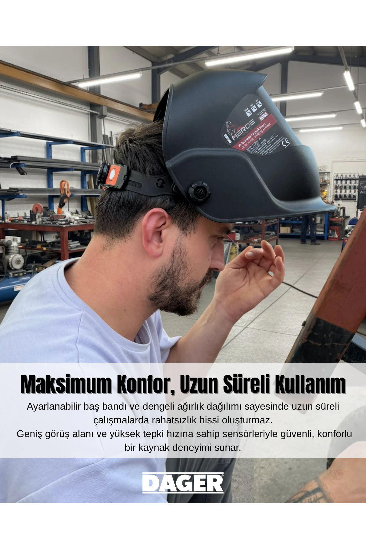 MERDE Otomatik Kararan Colormatik Kaynak Maskesi – Ayarlanabilir Kararma, TIG MIG MMA Uyumlu