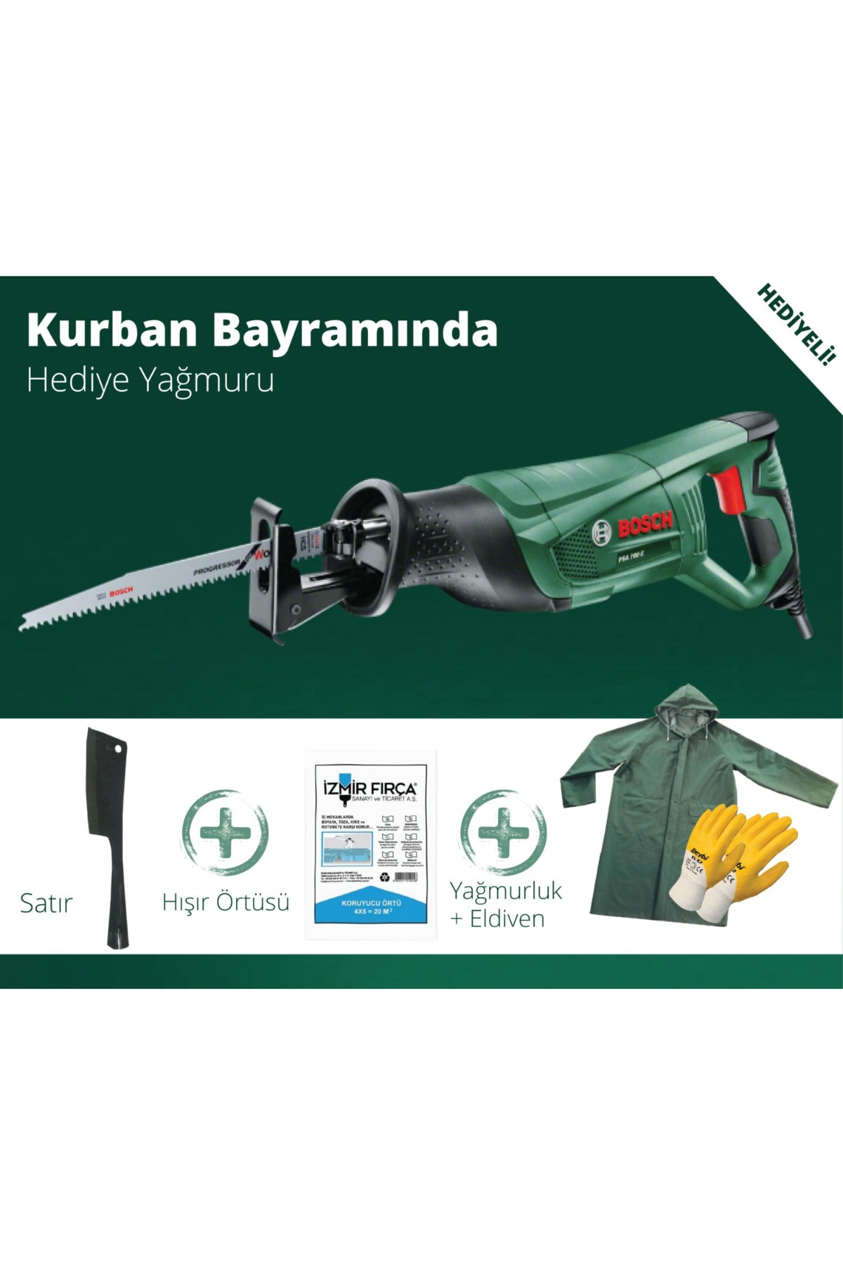 Psa 700 E Tilki Kuyruğu Testere + Satır + Örtü + Yağmurluk + Eldiven Seti