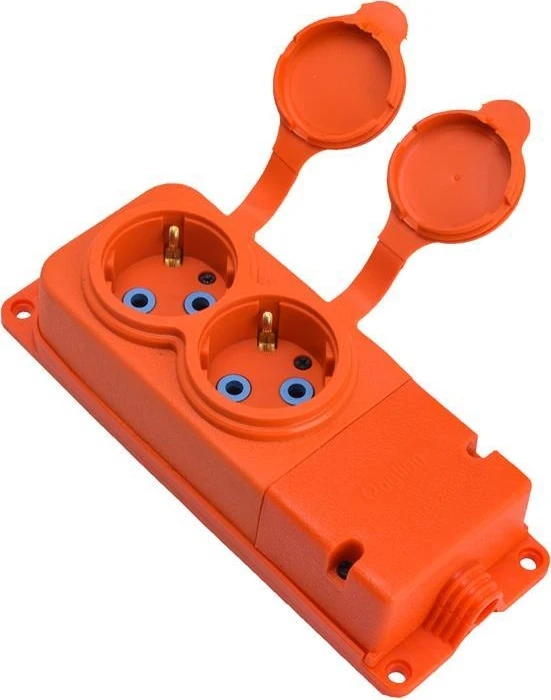 Monofaze Kauçuk 2'li Priz Turuncu