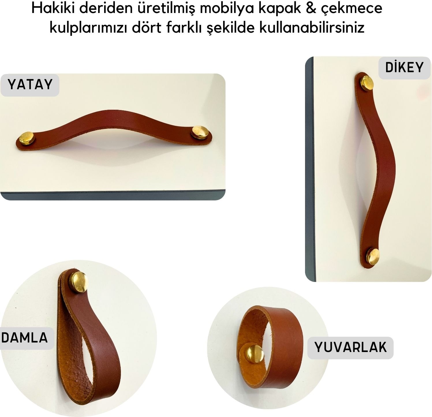 2 Adet Hakiki Deri Modern Çekmece Dolap Kulpu, Deri Kulp, Mobilya Banyo Mutfak Dolabı Kulpları