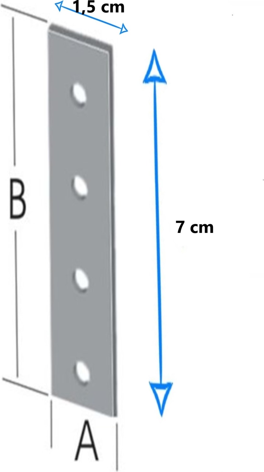 Mobilya, Dolap Yatak Duvara Sabitleme Bağlantı Aparatı Demiri Düz Gönye 1,5cm x 7 cm (20 Adet)