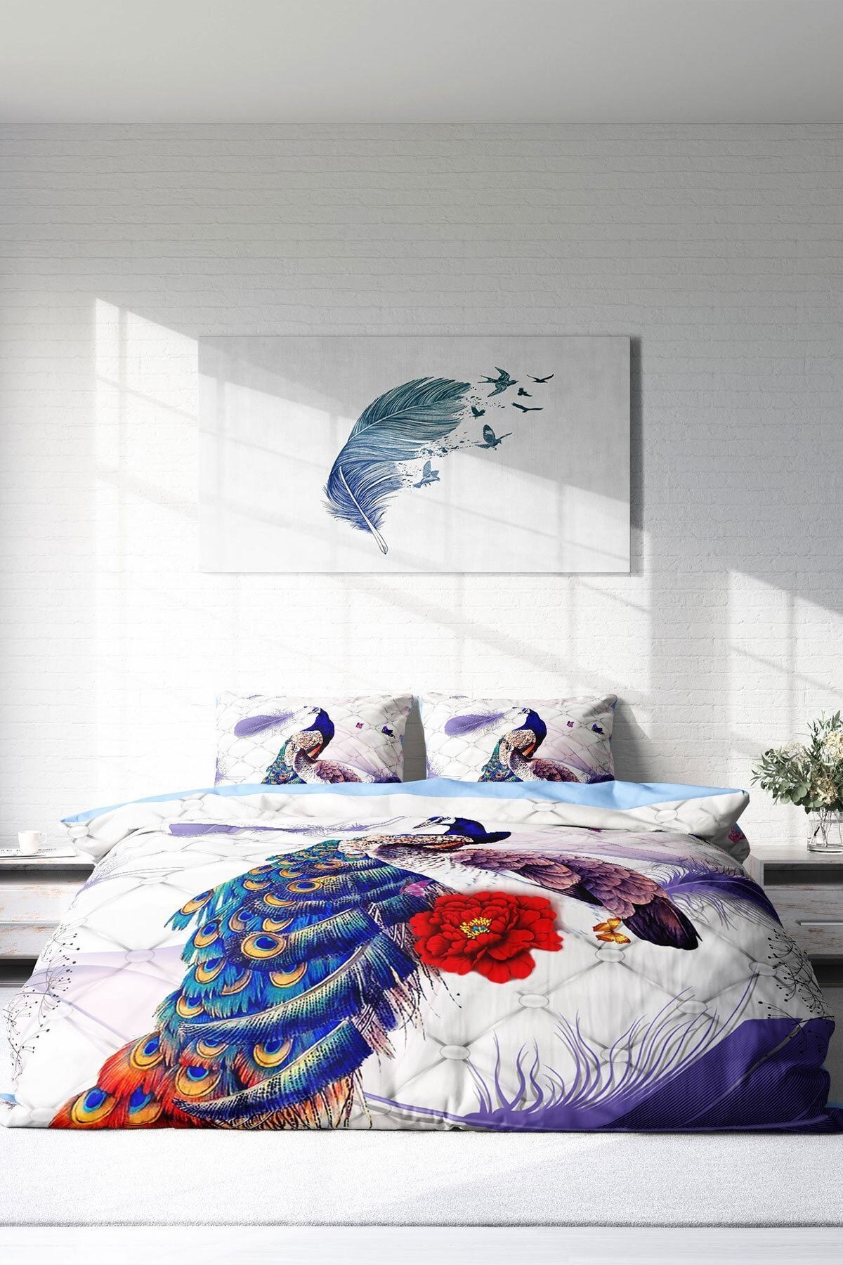 Peafowl 3d Dijital Baskılı Çift Kişilik Nevresim Takımı