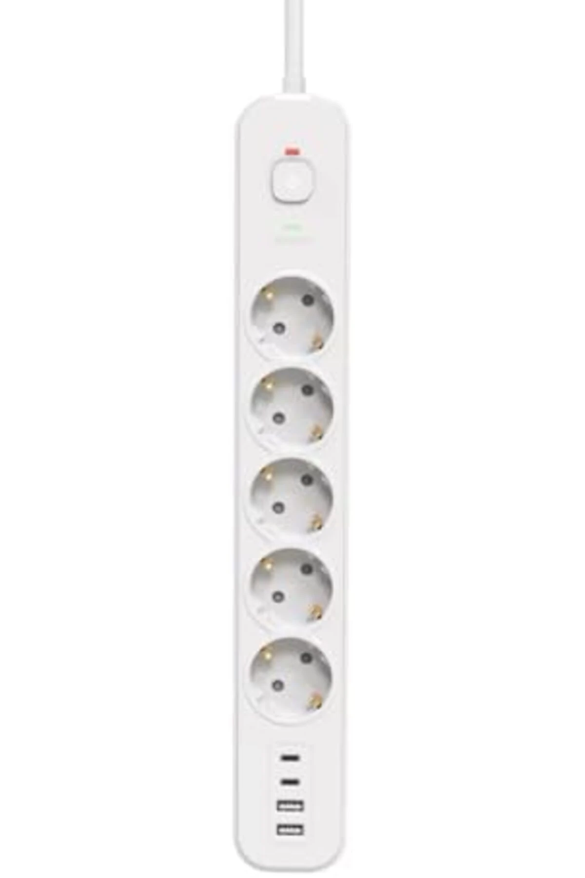 Korumalı Priz, 5'li Priz Soketi, 5x Fiş Soketi, 2x Usb Girişi, 2x Type-C Girişi, Dayanıklı Yapı