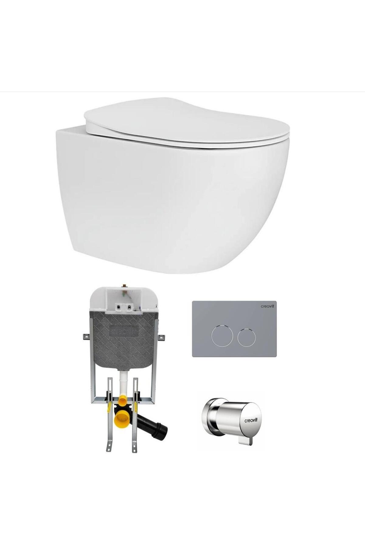 Free Rim-Off Asma Klozet + Yavaş Kapanır Kapak + Gömme Rezervuar