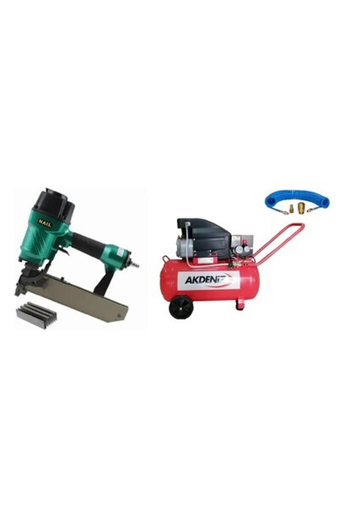 AKDENİZ  Nail 100/50 Havalı Zımba Tabancası 100 Serisi 25-50 mm + 50 Lt Kompresör Serti