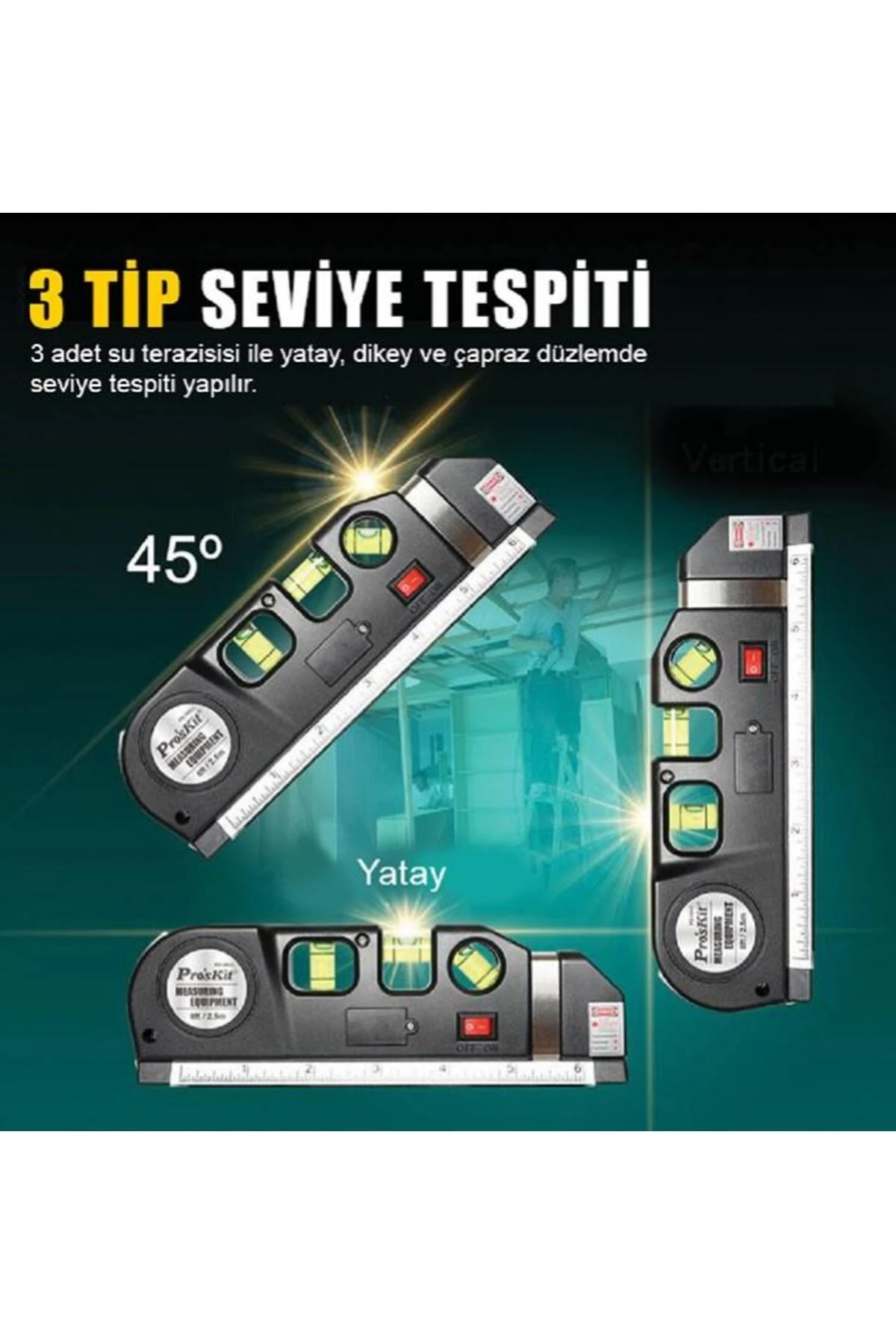 PD-161C Lazerli Metre Su Terazili 4in1