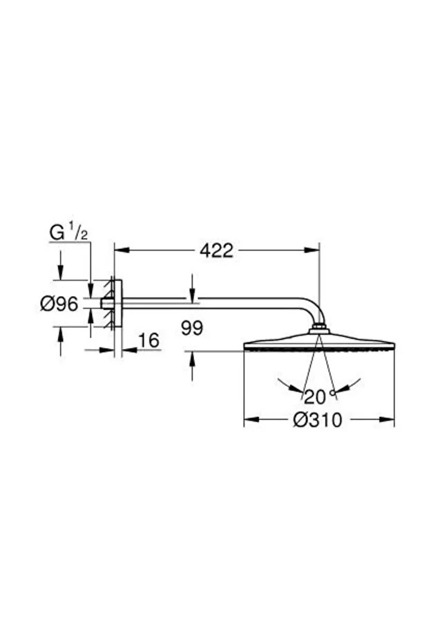 Rainshower Mono 310 Baş duş seti 422 mm, 1 püskürtme - 26558DC0