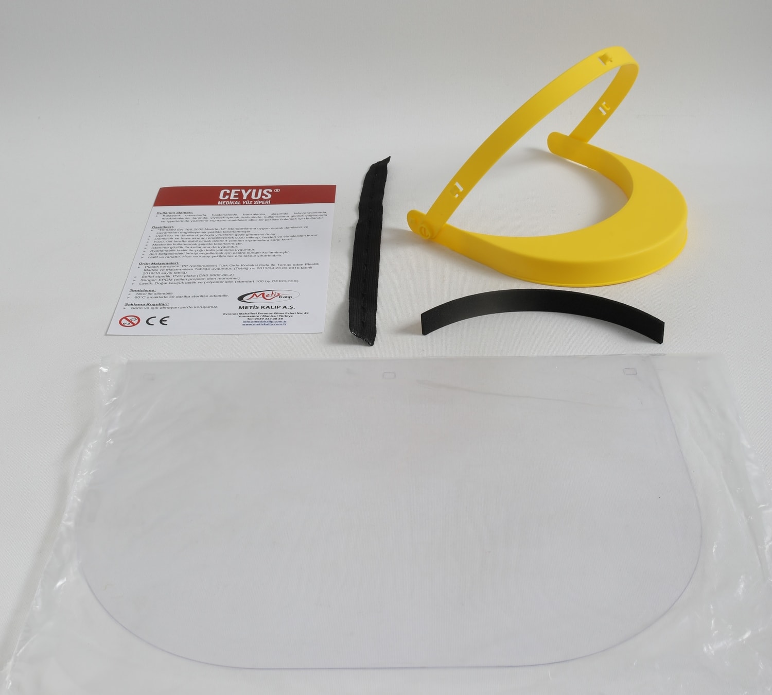 Yüz Koruyucu Siperlik Sarı (2) Adet Medikal - (4) Adet Anti Fog Özellikli Yedek Şeffaf Siper