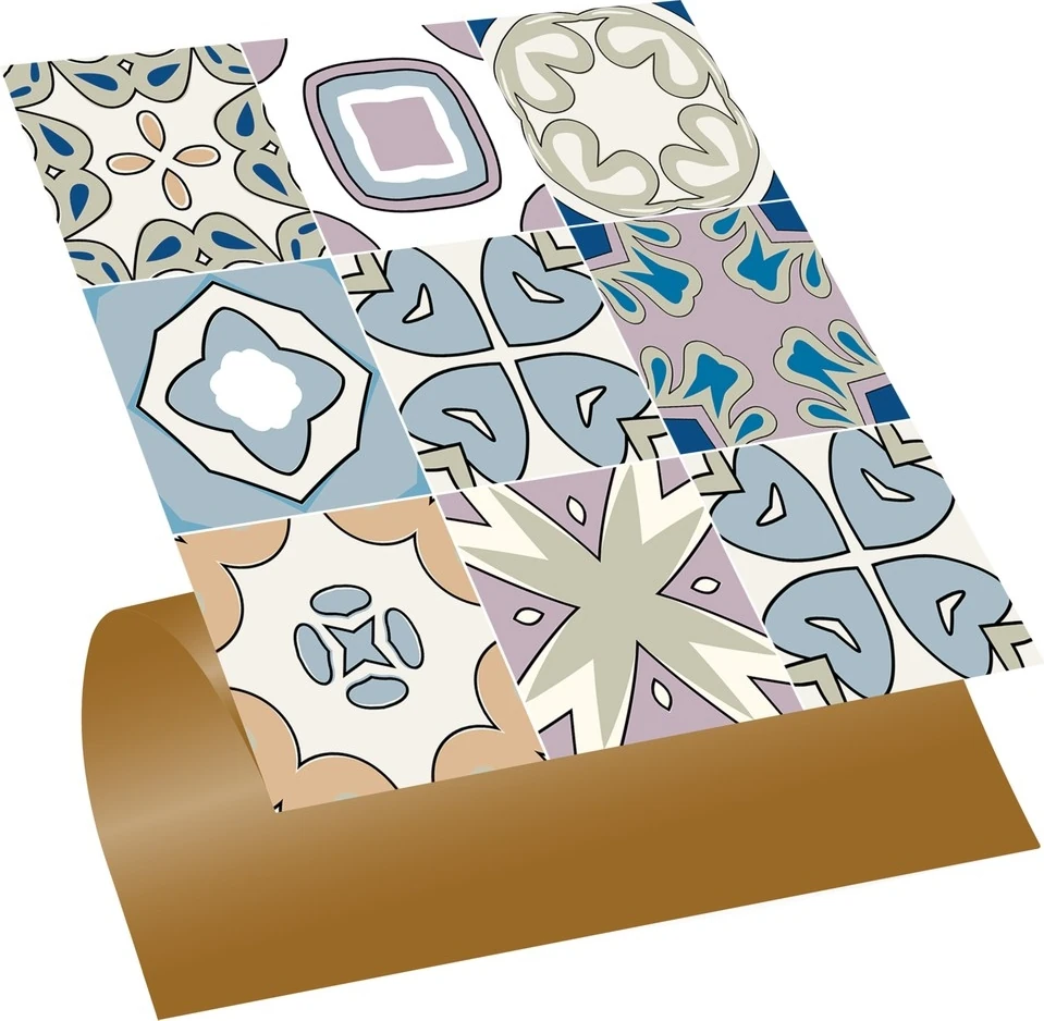 Kendinden Yapışkanlı Renkli Kabuki Desenli Pvc Karo 30X30 cm (33 Adet) 3m2