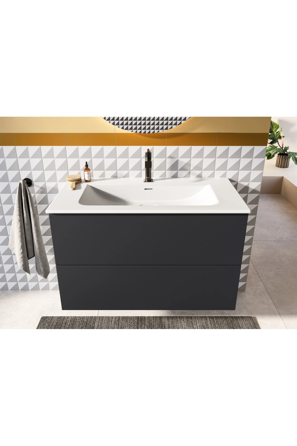 Suit A4281639 Lavabo Bataryası, Üstten Kumandalı, Parlak Siyah