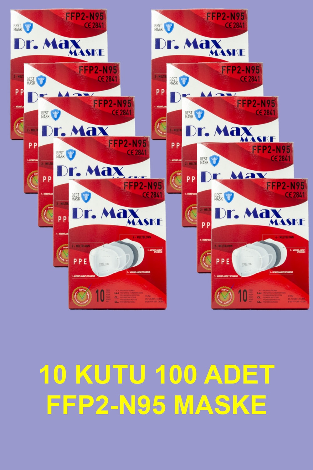 Ffp2 N95 Meltblown Maske 5 Katlı Koruma 100'LÜ