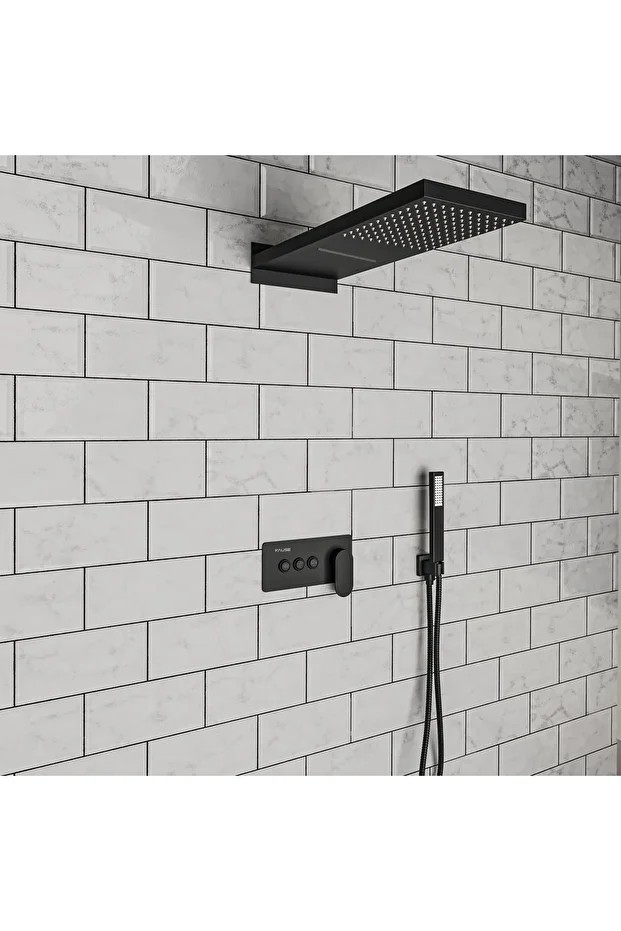 Ankastre Comfort Panel Şelale Duş Seti Siyah Fau110-b