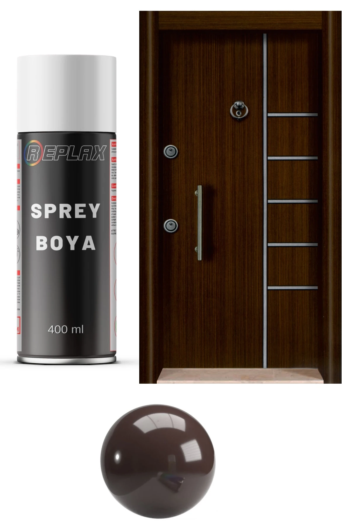 Kahverengi Çelik Kapı Sprey Boyası 400 Ml.