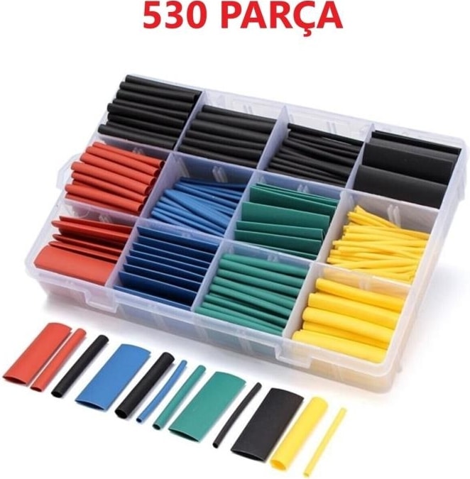 530 Adet Isıyla Daralan Makaron Seti Kablo Koruyucu Kablo Yalıtım Tamir Polyolefin Shrink
