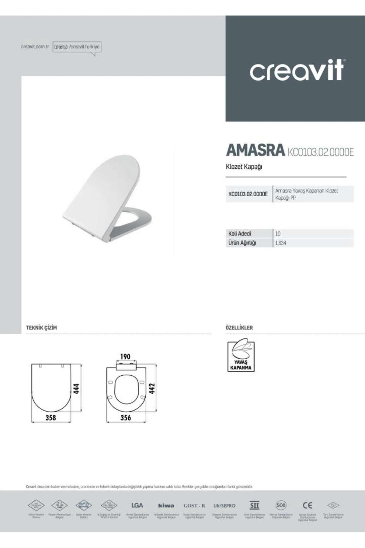 TP325 TERRA ASMA KLOZET+ ULTİMA DUROPLAST HİDROLİK YAVAŞ KAPANIR KAPAKLI