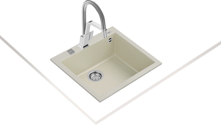 FORSQUARE 50.40 TG BRIGHT CREAM Ankastre Kumanda Sifonlu Granit Eviye Krem 50 cm 115230008