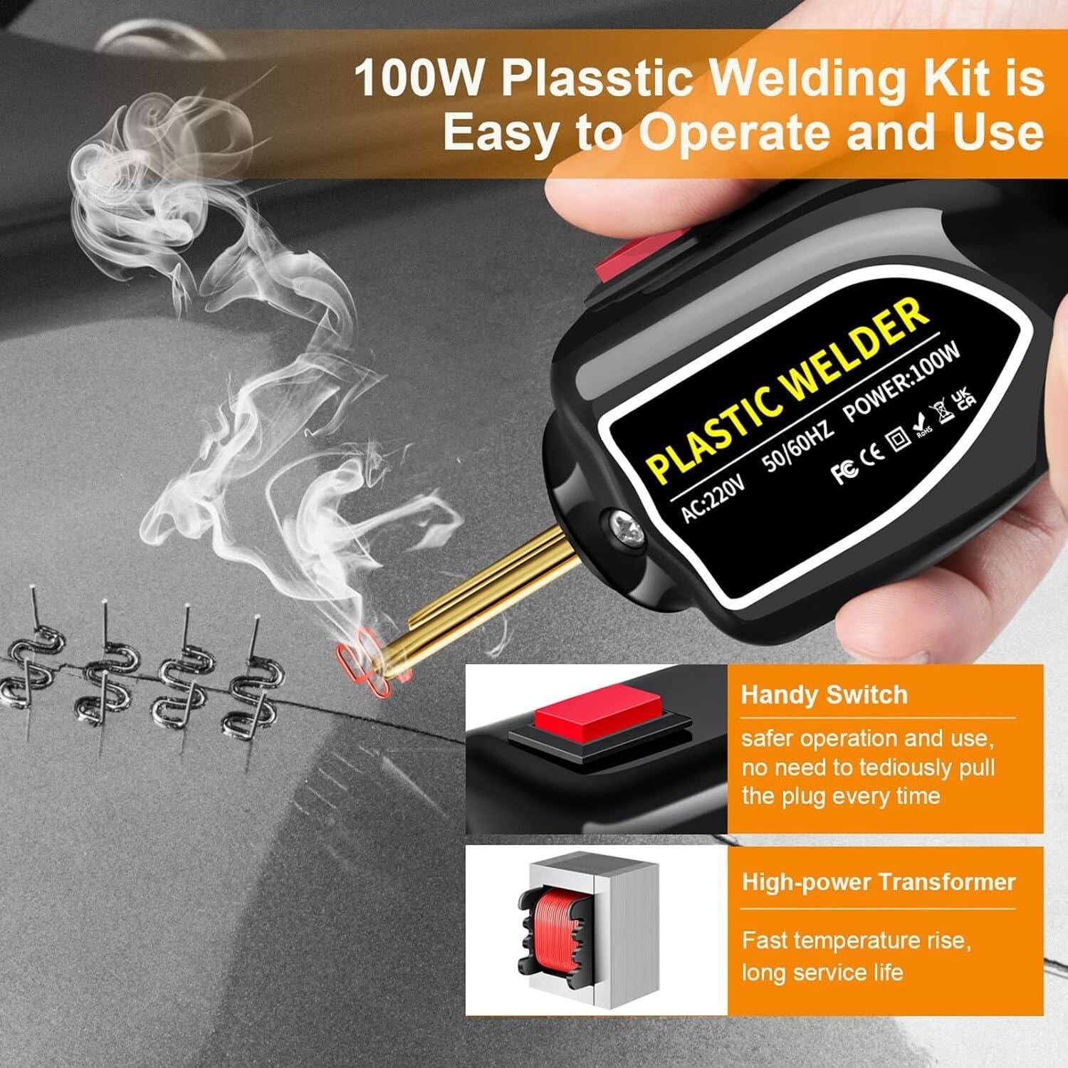 100W Çantalı 600 Uçlu Plastik Kaynak Makinesi Araba Tampon LED Işıklı XCER-110