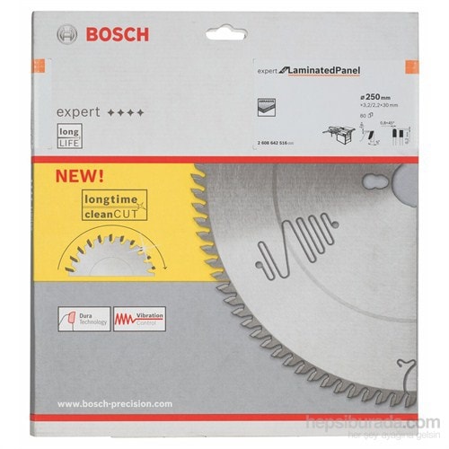 BOSCH - Expert Serisi Lamine Panel İçin Daire Testere Bıçağı - 250 X 30 X 3,2 Mm, 80 Diş