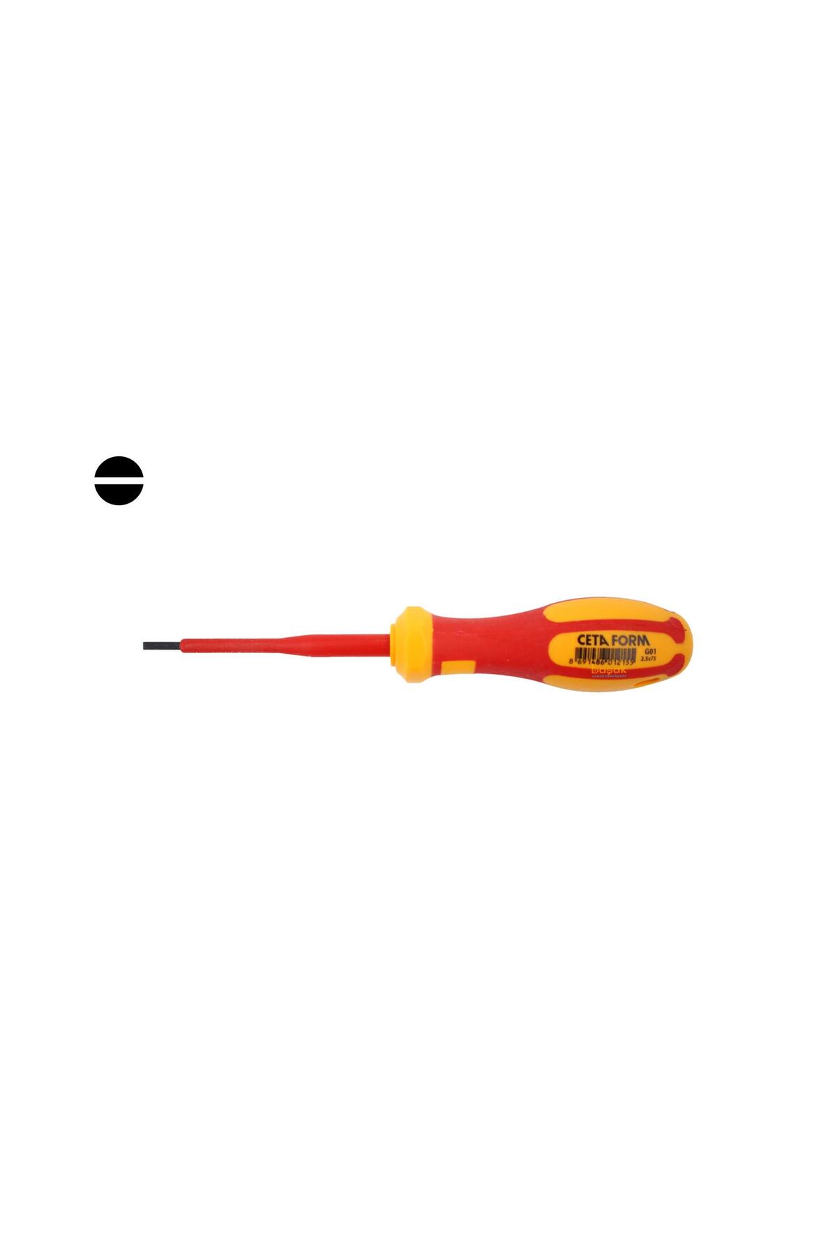 2,5 X 75 Mm 1000 Volt Vde Izoleli Düz Tornavida G01-025-075