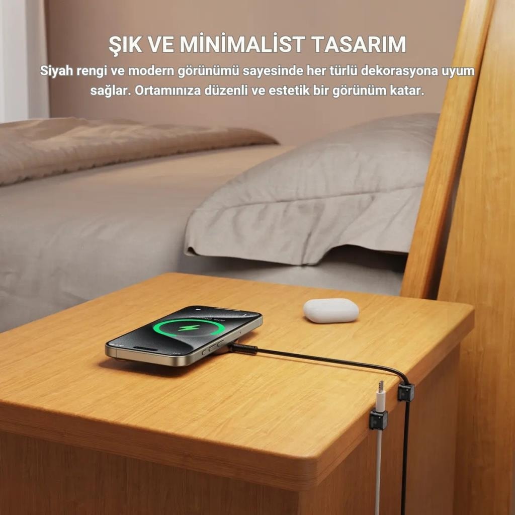 6 Adet Set Yapışkanlı Klips Kapaklı Kablo Düzenleyici Organizer, Ev, Ofis, Kablo Düzenleyici