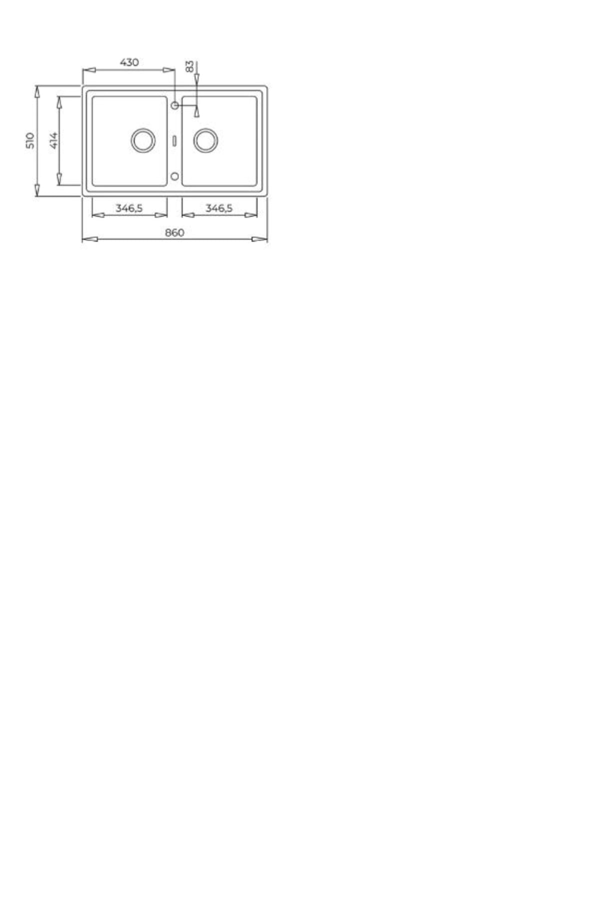 - Stone 90 B-tg Metallıc Black - Ankastre Granit Eviye - Metalik Siyah - 90 Cm