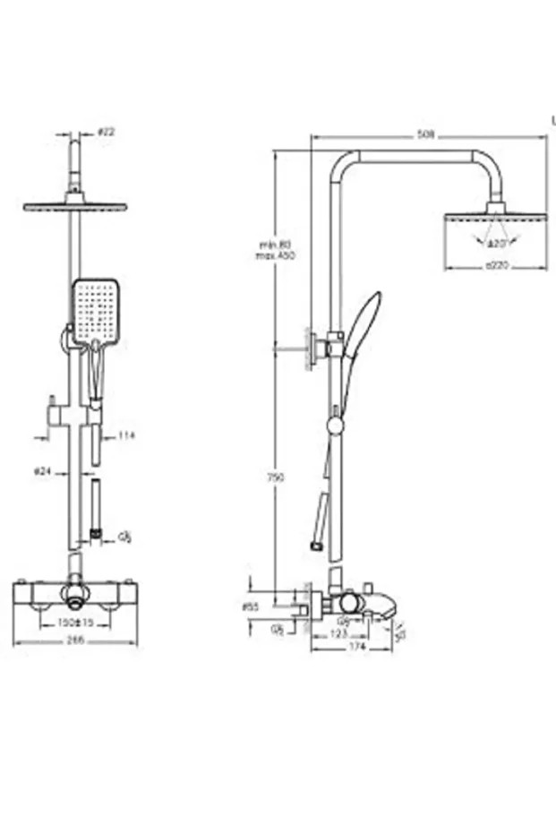 AquaHeat A49255 RH3 Termostatik Banyo Sistemi - Krom