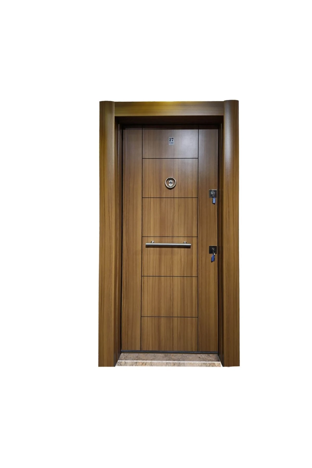 Tez3654 Ahşap Kaplama Çelik Kapı Gizli Ayarlı Tırnaklı Sistem Sağ Açılım