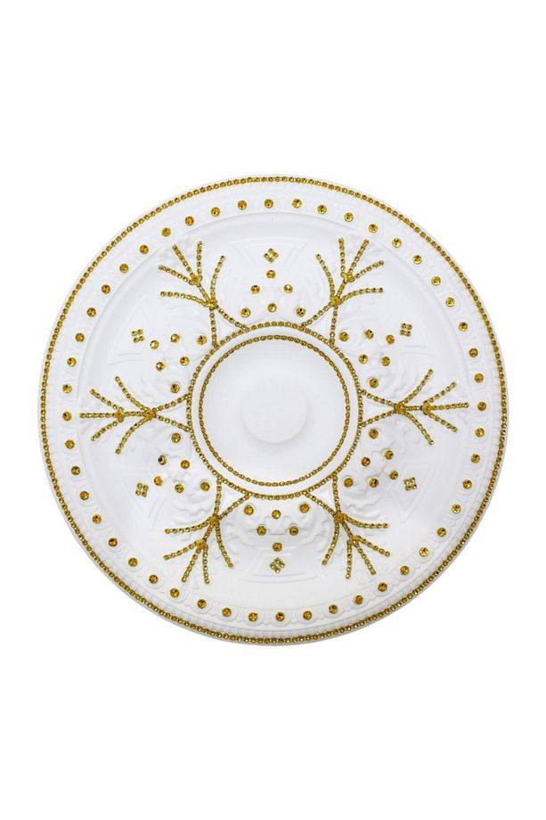 Taşlı Osmanlı Desenli Stropiyer Tavan Göbeği - 40 Cm - Altın Sarı