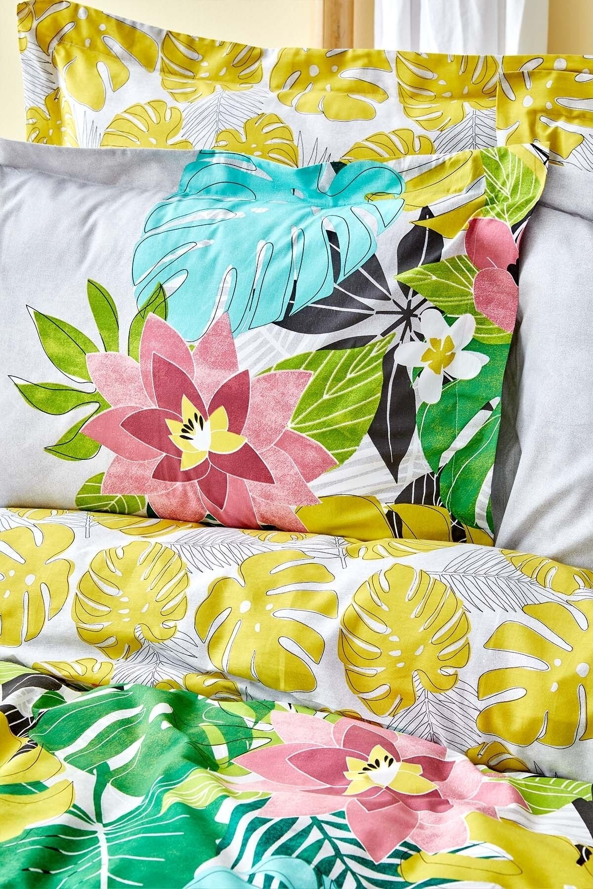 Tropic Yeşil %100 Pamuk Çift Kişilik Nevresim Takımı