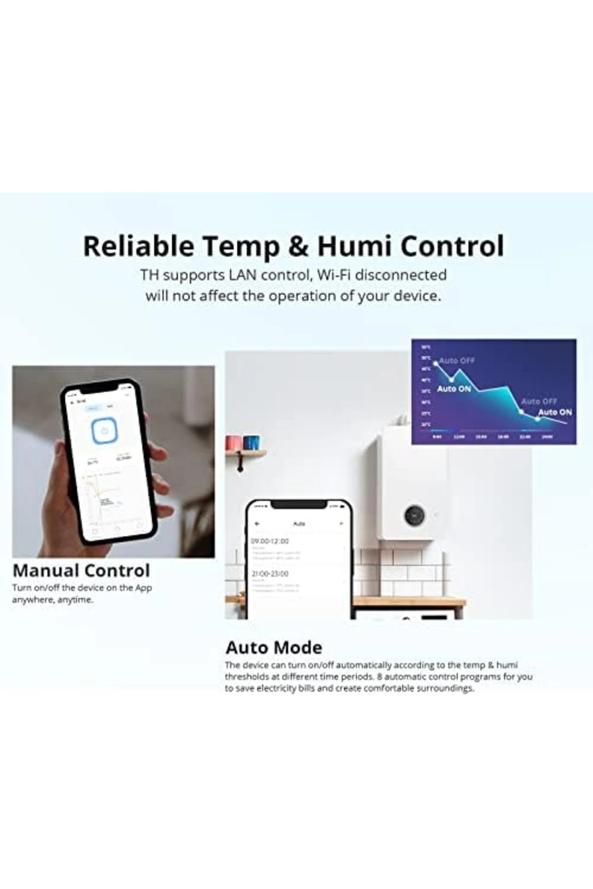 THR320D 20A Akıllı Sıcaklık ve Nem İzleme Anahtarı, Alexa,, RJ9 4P4C Arayüzü ile Uyumlu 1198781