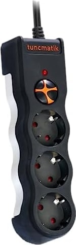 TSK19010 Powersurge 3-Surge Protectıon PLUG-1050 Joule- Wıth Cable Siyah