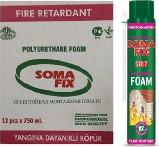 12 Adet 750 ml - 870 Gr B2 Yangına Dayanıklı Poliüretan Köpük Isı Önleyici İzolasyon Dolgu Pembe Pu Köpük