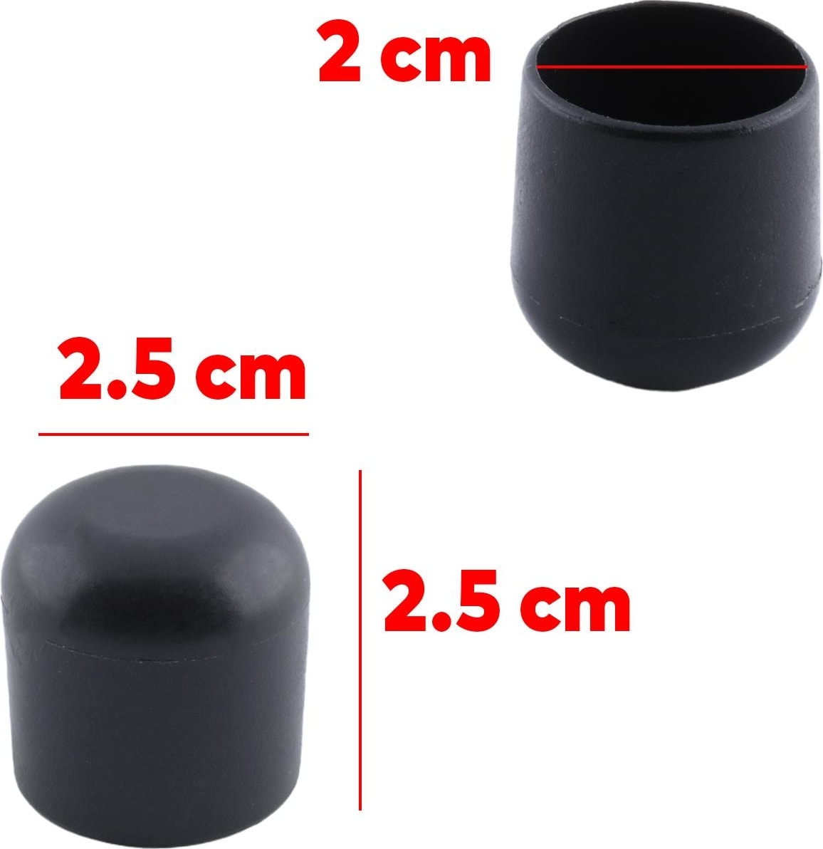 Masa Sandalye Sehpa Ayak Tapası Tıpa Profil Takozu Pabucu Siyah 25 Mm Parke Zemin Koruyucu 4 Adet