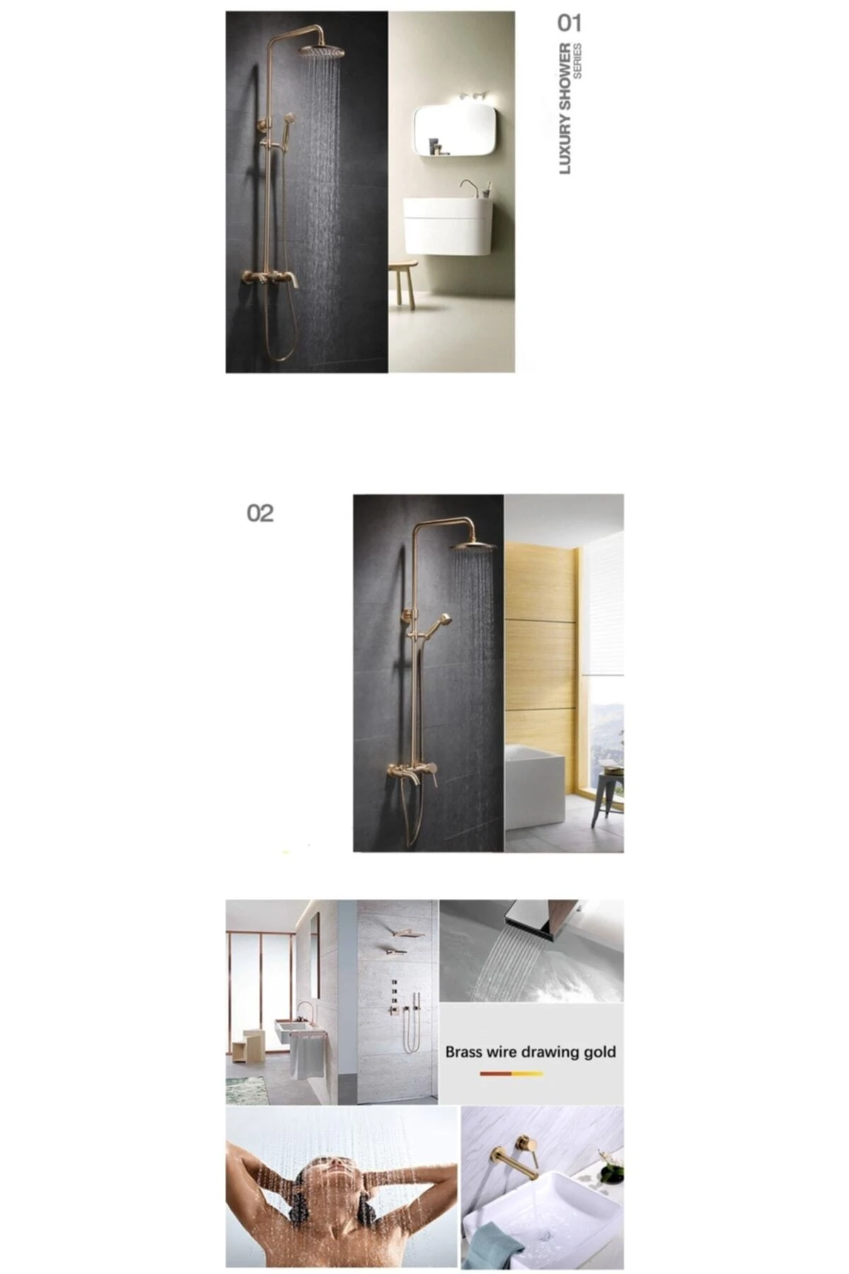 Banyo Bataryası Duş Seti Mat Gold Özel Seri Yeni Model 7 Yıl Garantili Ithal