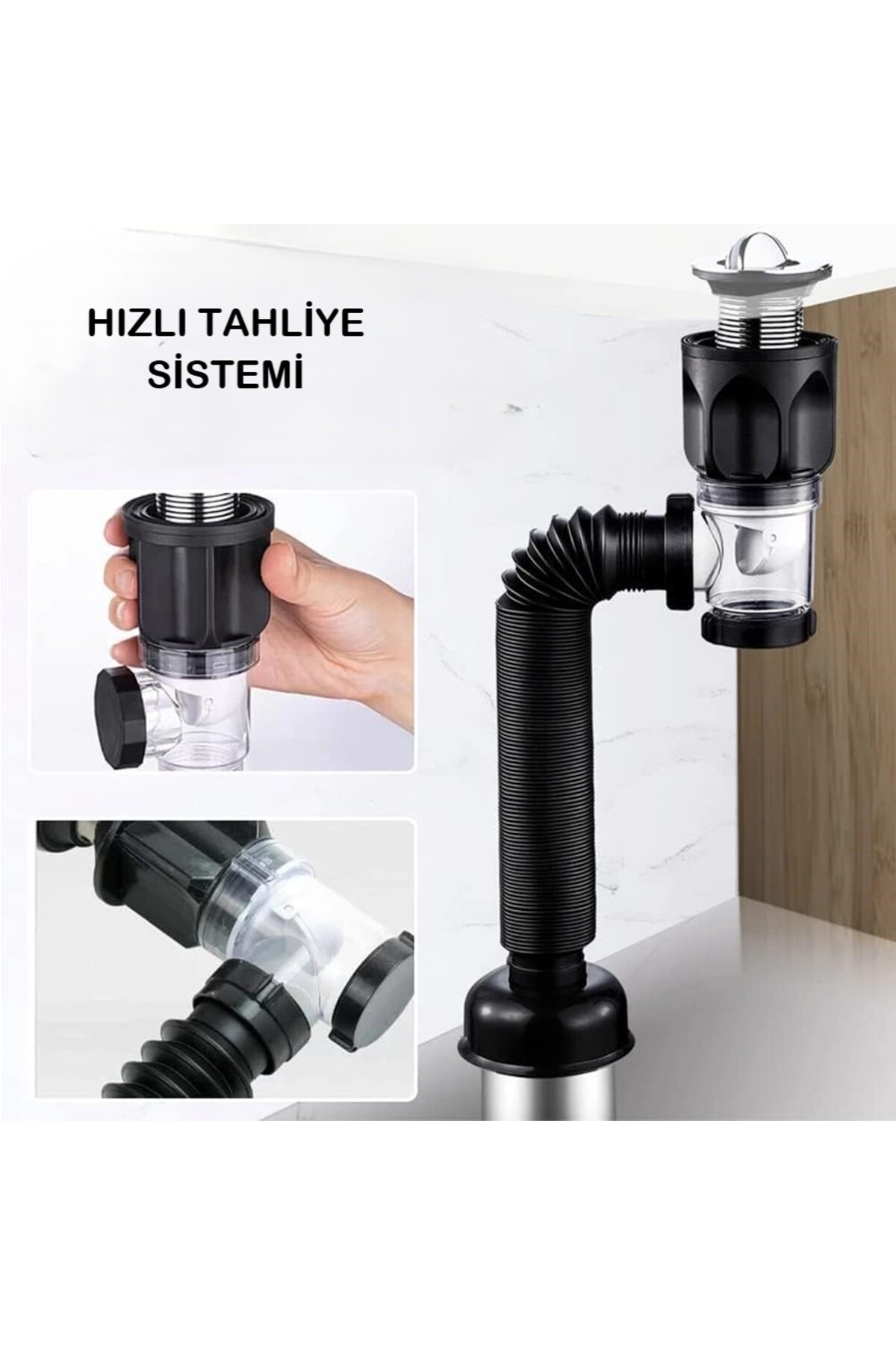 Mutfak ve Banyo İçin Koku ve Tıkanma Önleyici Lavabo Gider Borusu  Hızlı Tahliye Sağlam ve Dayanıklı