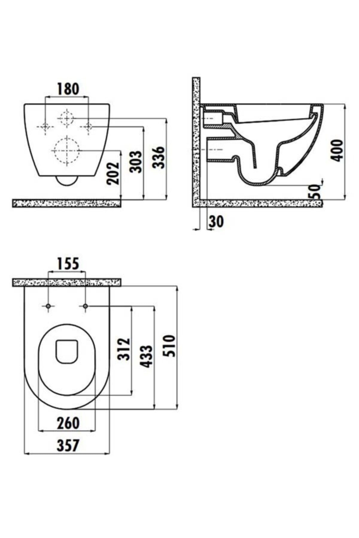 Fe322 Free Asma Klozet Rim-off Siyah Mat + Duck Klozet Kapağı Amortisörlü Mat Siyah
