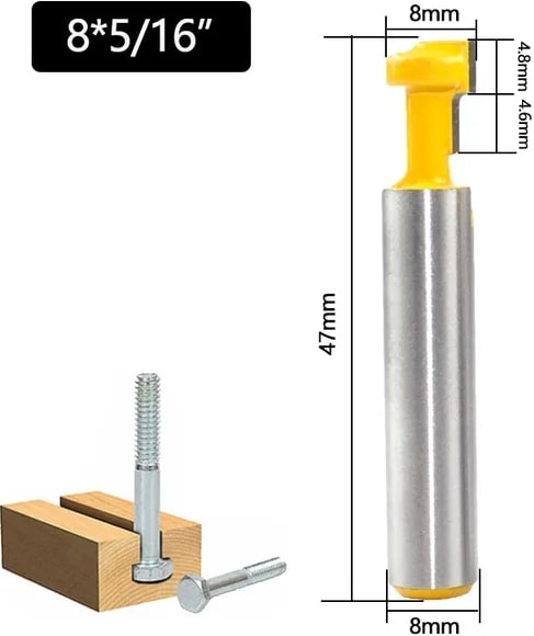 01 1 Adet 8mm Shank Freze Kesicisi Ahşap Oyma T-Yuvası Kesici Yönlendirici Bit Seti Altıgen Cıvata Anahtar Deliği Uçları T Planya Freze Kesicisi Ahşap (Yurt Dışından)