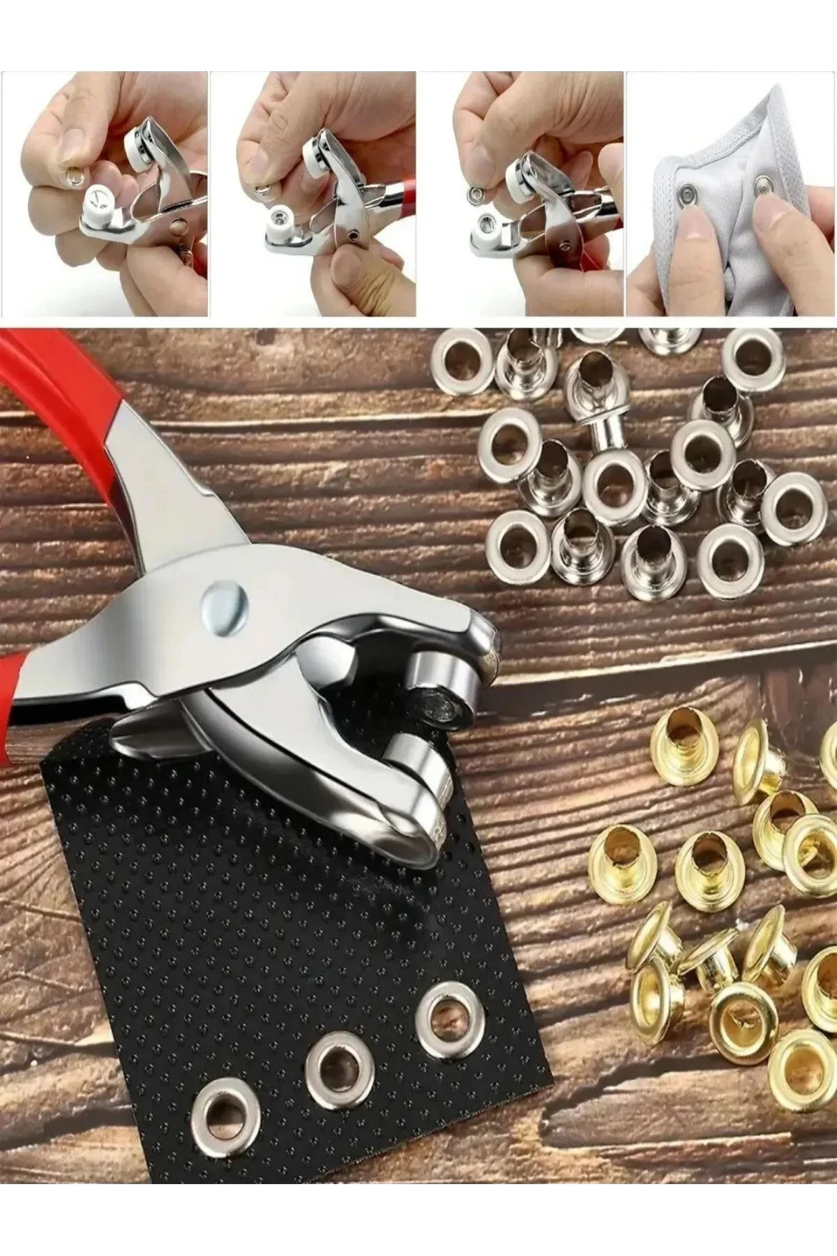 200 adet Paslanmaz Çelik Çıtçıt ve Pense Seti Metal Çıt Çıt Makinesi 50 set Çıtçıt