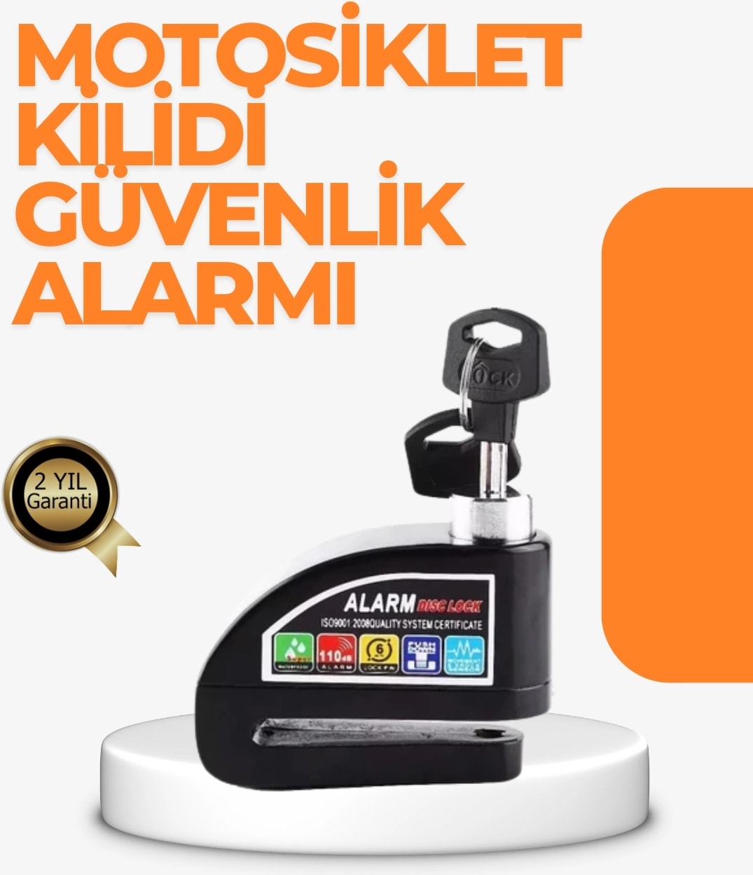 Alarm Sensörlü Disk Kilidi Motosiklet Scooter Bisiklet Güvenlik