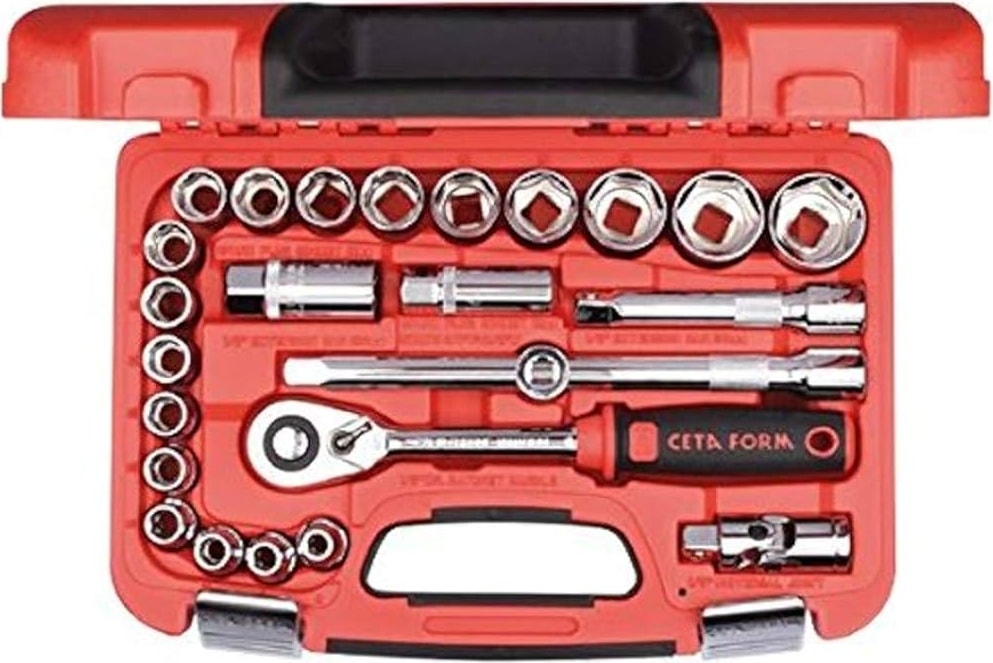 C20-25PH2 1/2" Lokma Anahtar Setleri 25 Parça 1/2”6 Köşe Lokma Takımı + Plastik Çanta
