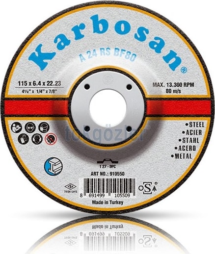KARBOSAN 125 x 6.4 Metal Taşlama Taşı 10 Adet
