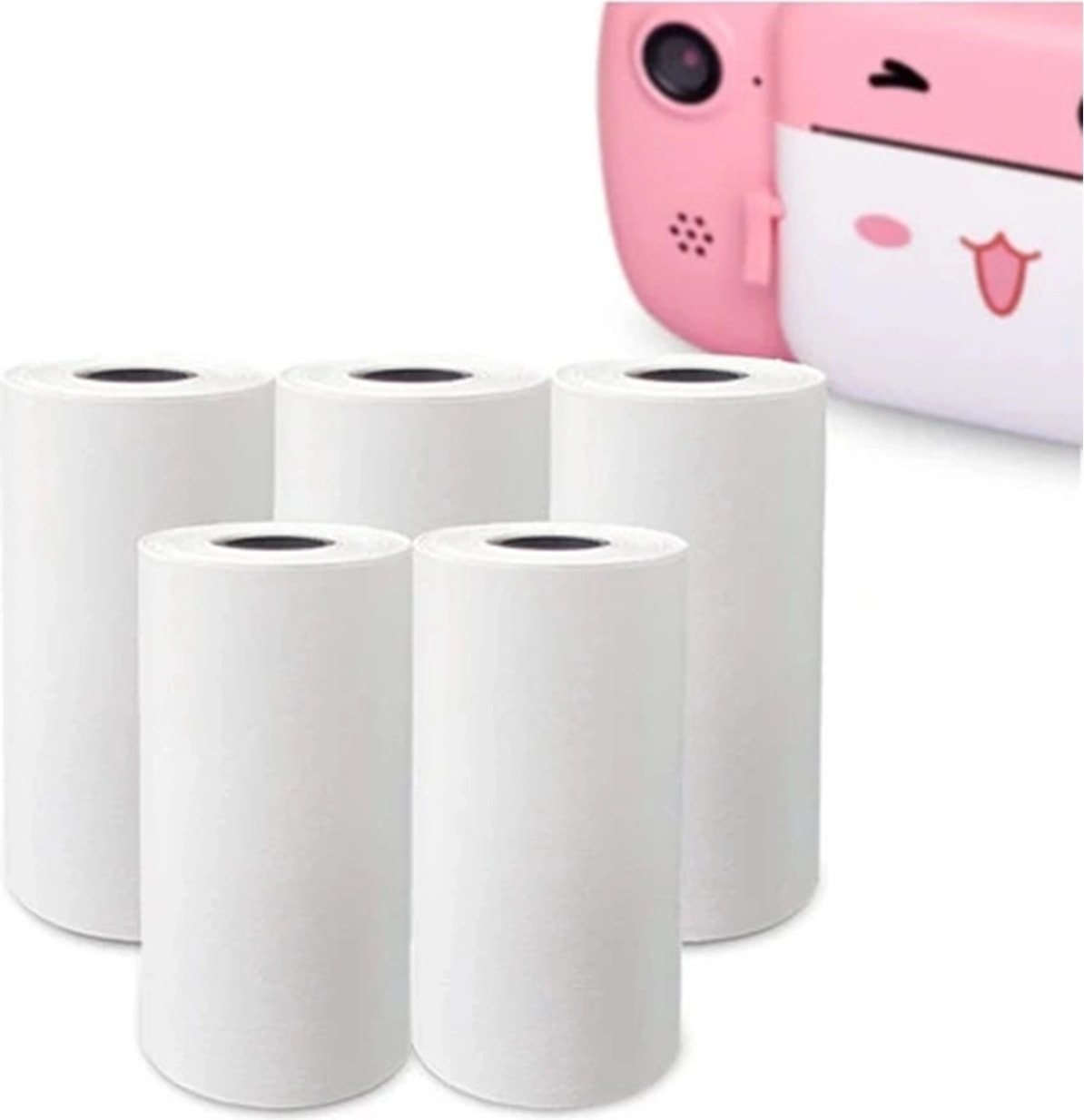 Buğz Çocuk Kamera Baskı Kağıdı, 5’li Rulo 57X25MM Çekirdekli Fotoğraf Baskı Termal Kağıt Rulo