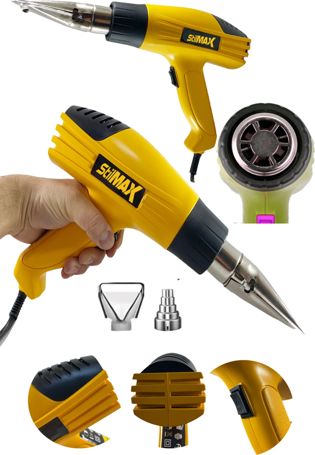 Germany Sıcak Hava Isı Tabancası 4200 W Çift Kademeli Termik Koruma Sıcak Hava Makinesi 900 C°